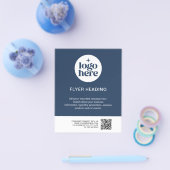 Modern Business Blue Custom Logo QR Code Business チラシ (シングル)