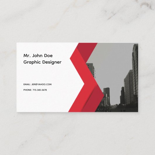 Modern Business Card Red Grey 名刺 (裏面)