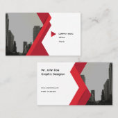 Modern Business Card Red Grey 名刺 (正面/裏面)