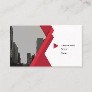 Modern Business Card Red Grey 名刺