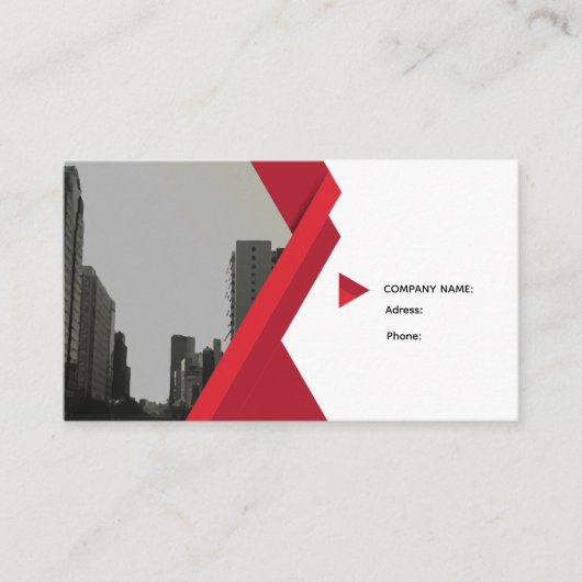 Modern Business Card Red Grey 名刺 (正面)