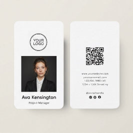 Modern Business Card with Photo & Logo Custom 名刺