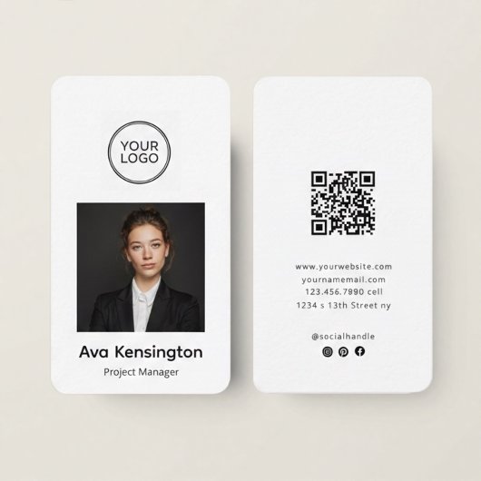 Modern Business Card with Photo & Logo Custom 名刺