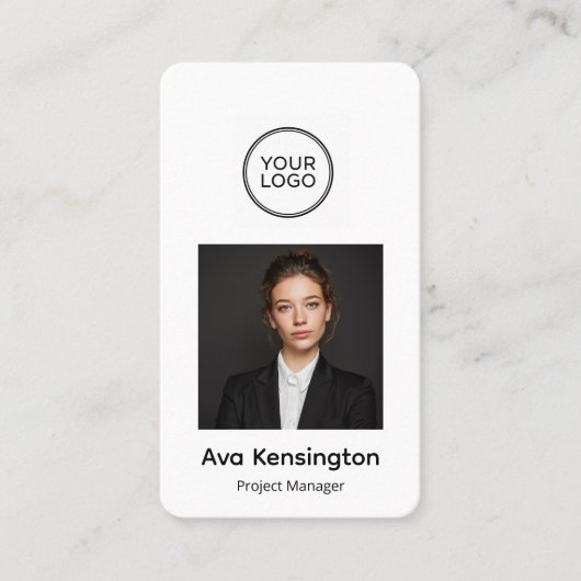 Modern Business Card with Photo & Logo Custom 名刺 (正面)