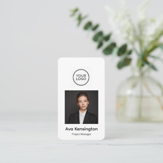 Modern Business Card with Photo & Logo Custom 名刺 (スタンド正面)