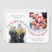 Modern Business Christmas Holiday Card Red シーズンカード (正面)