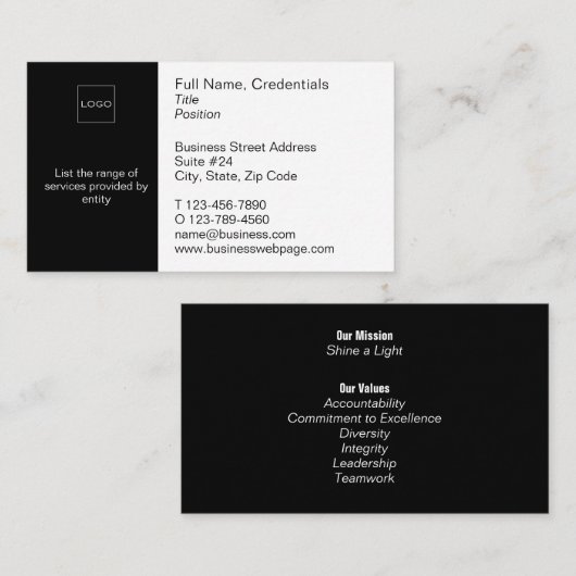 Modern Business, Corporate Logo in Black and White 名刺 (正面/裏面)