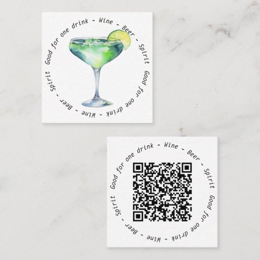 Modern Business Event QR Daiquiri Drink Voucher スクエア名刺 (正面/裏面)