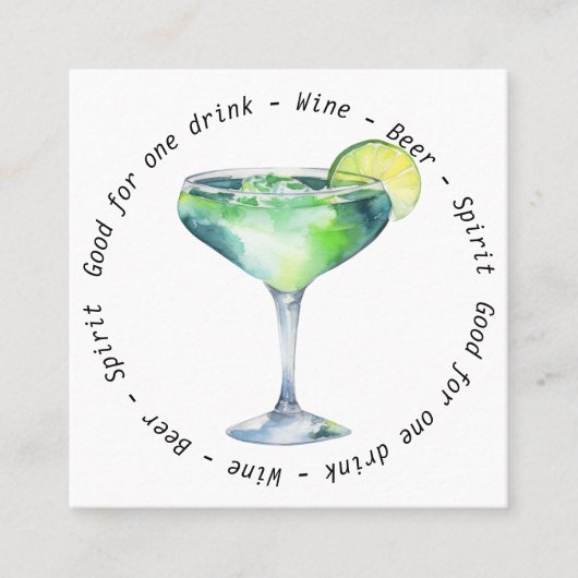 Modern Business Event QR Daiquiri Drink Voucher スクエア名刺 (正面)