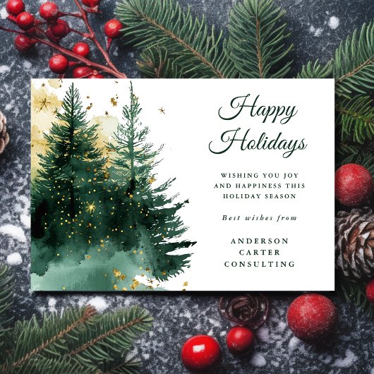Modern Business Gold Green Christmas Holiday Card シーズンカード