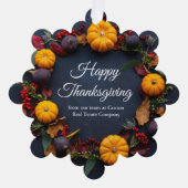 Modern Business Happy Thanksgiving Pumpkin Wreath オーナメントカード (正面)