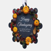 Modern Business Happy Thanksgiving Pumpkin Wreath オーナメントカード (左)