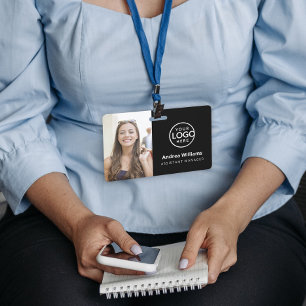 Modern Business ID Card, Employee QR Badge バッジ