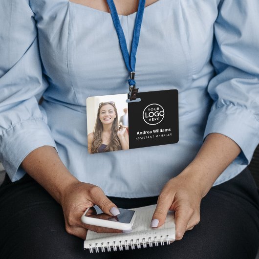 Modern Business ID Card, Employee QR Badge バッジ