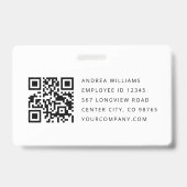 Modern Business ID Card, Employee QR Badge バッジ (裏面)