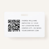 Modern Business ID Card, Employee QR Badge バッジ (裏面)