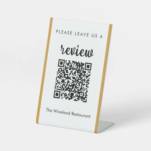 Modern Business Leave Review Custom QR Code 台座サイン (正面)