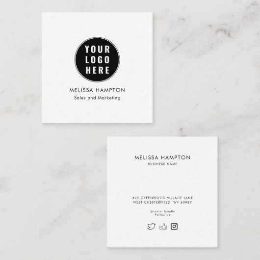 Modern Business Logo and Employees スクエア名刺 (正面/裏面)