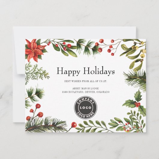 Modern Business Logo Christmas Greenery Holidays カード (正面)