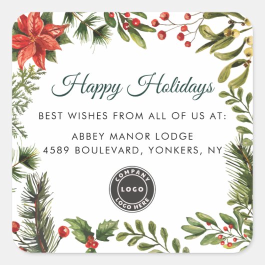 Modern Business Logo Christmas Holidays スクエアシール (正面)