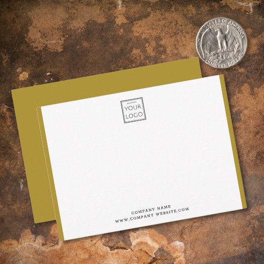 Modern Business Logo Company Name Gold Border ノートカード