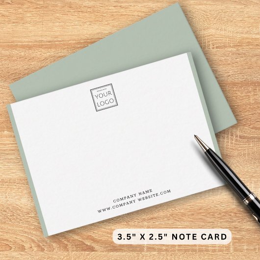 Modern Business Logo Company Name Sage Border ノートカード