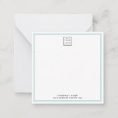 Modern Business Logo Company Teal Double Border ノートカード (正面)