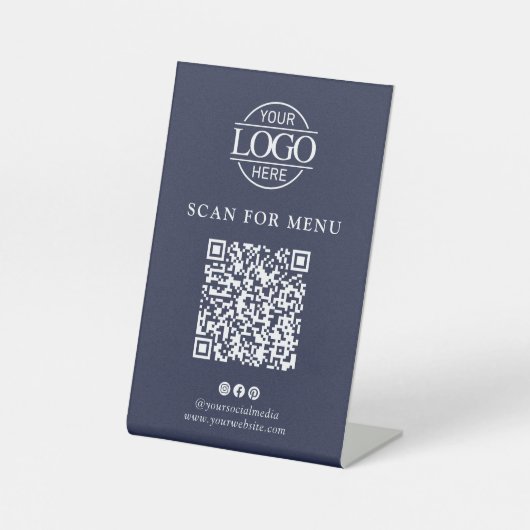 Modern Business Logo Contactles QR Code Menu 台座サイン (正面)