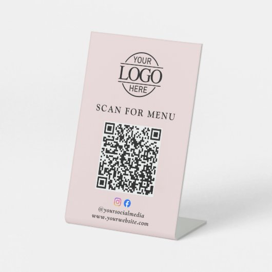 Modern Business Logo Contactles QR Code Menu 台座サイン (正面)