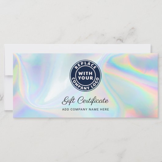 Modern Business Logo Holographic Gift Certificate (正面)