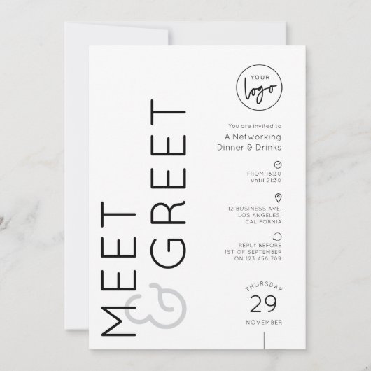 Modern Business Logo Meet & Greet Networking Event 招待状 (正面)