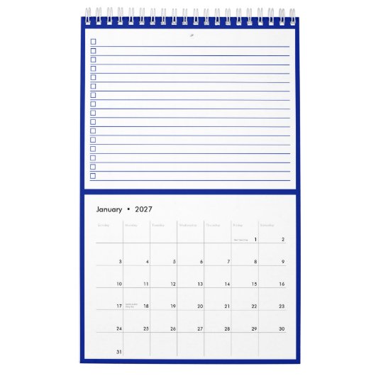Modern Business Logo Navy Blue To Do List カレンダー (1月 2027)