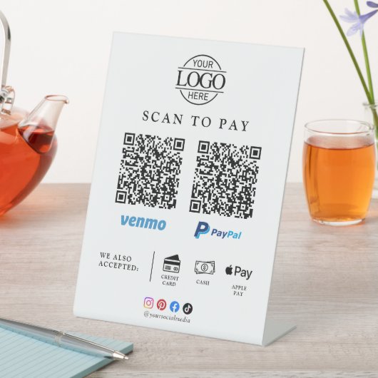 Modern Business Logo Qr Code Scan To Pay Tabletop 台座サイン (インサイチュ)
