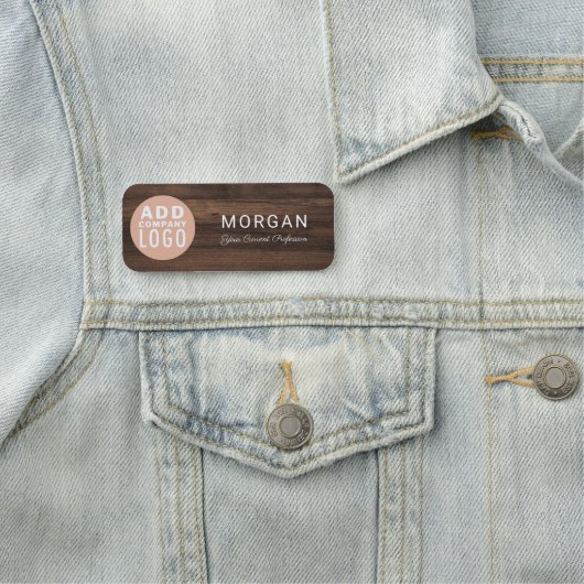 Modern Business Logo Rustic Wood Look Employees 名札 (インサイチュ)