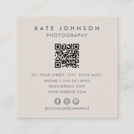 Modern Business Logo Scannable QR Code Terracotta スクエア名刺 (裏面)