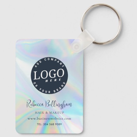 Modern Business Logo Script Iridescent Promotional キーホルダー (裏面)