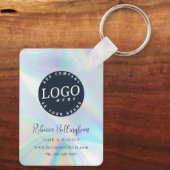 Modern Business Logo Script Iridescent Promotional キーホルダー (裏面)