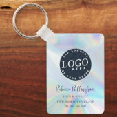 Modern Business Logo Script Iridescent Promotional キーホルダー (正面)