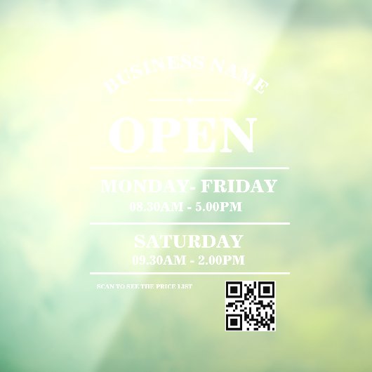 Modern Business opening hours logo and qr code ウィンドウサイン (シート3)