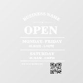 Modern Business opening hours logo and qr code ウィンドウサイン (シート)