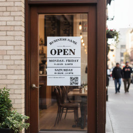 Modern Business opening hours logo and qr code ポスター