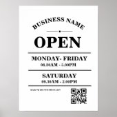 Modern Business opening hours logo and qr code ポスター (正面)