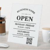 Modern Business opening hours logo and qr code 台座サイン (インサイチュ)