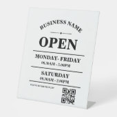 Modern Business opening hours logo and qr code 台座サイン (正面)