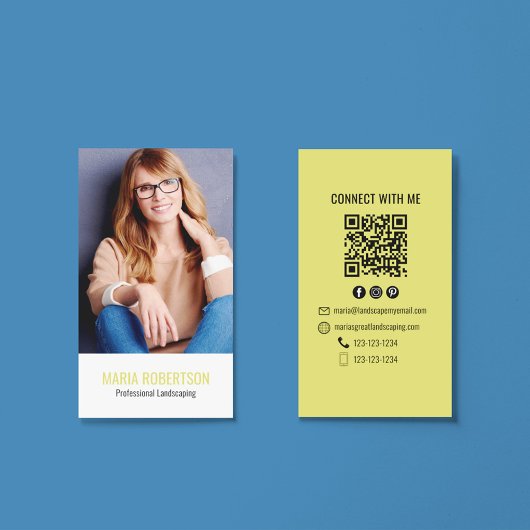 Modern Business QR Code Simple Photo 名刺