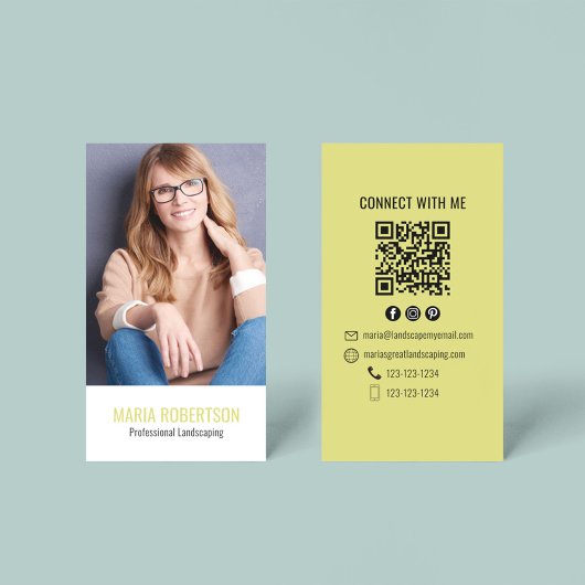 Modern Business QR Code Simple Photo 名刺