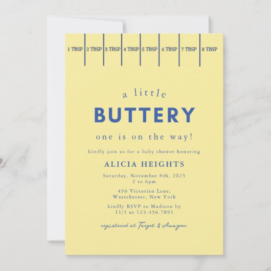 Modern Butter Baby Shower 招待状 (正面)