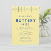 Modern Butter Yellow Buttery First Birthday  招待状 (スタンド正面)