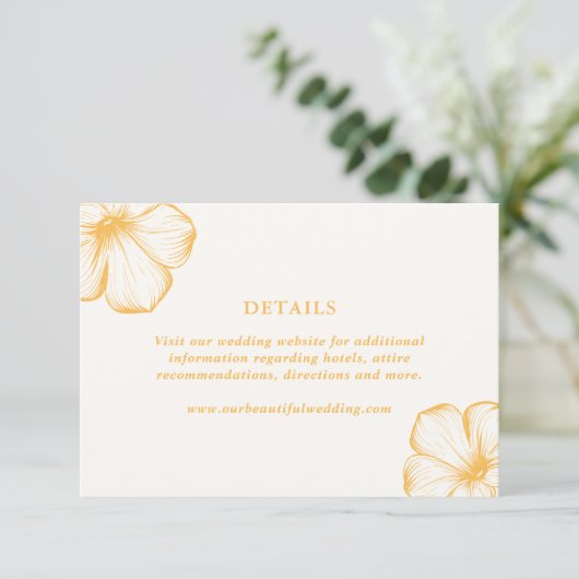 Modern Butter Yellow Floral Elegant Wedding エンクロージャーカード (スタンド正面)