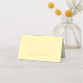 Modern Butter Yellow Floral Wedding Table プレイスカード (裏面)